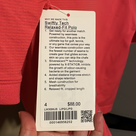 NWT Lululemon Swiftly Tech Relaxed Race Fit Cropped Polo Sz 4 Lip Gloss - Picture 5 of 5
